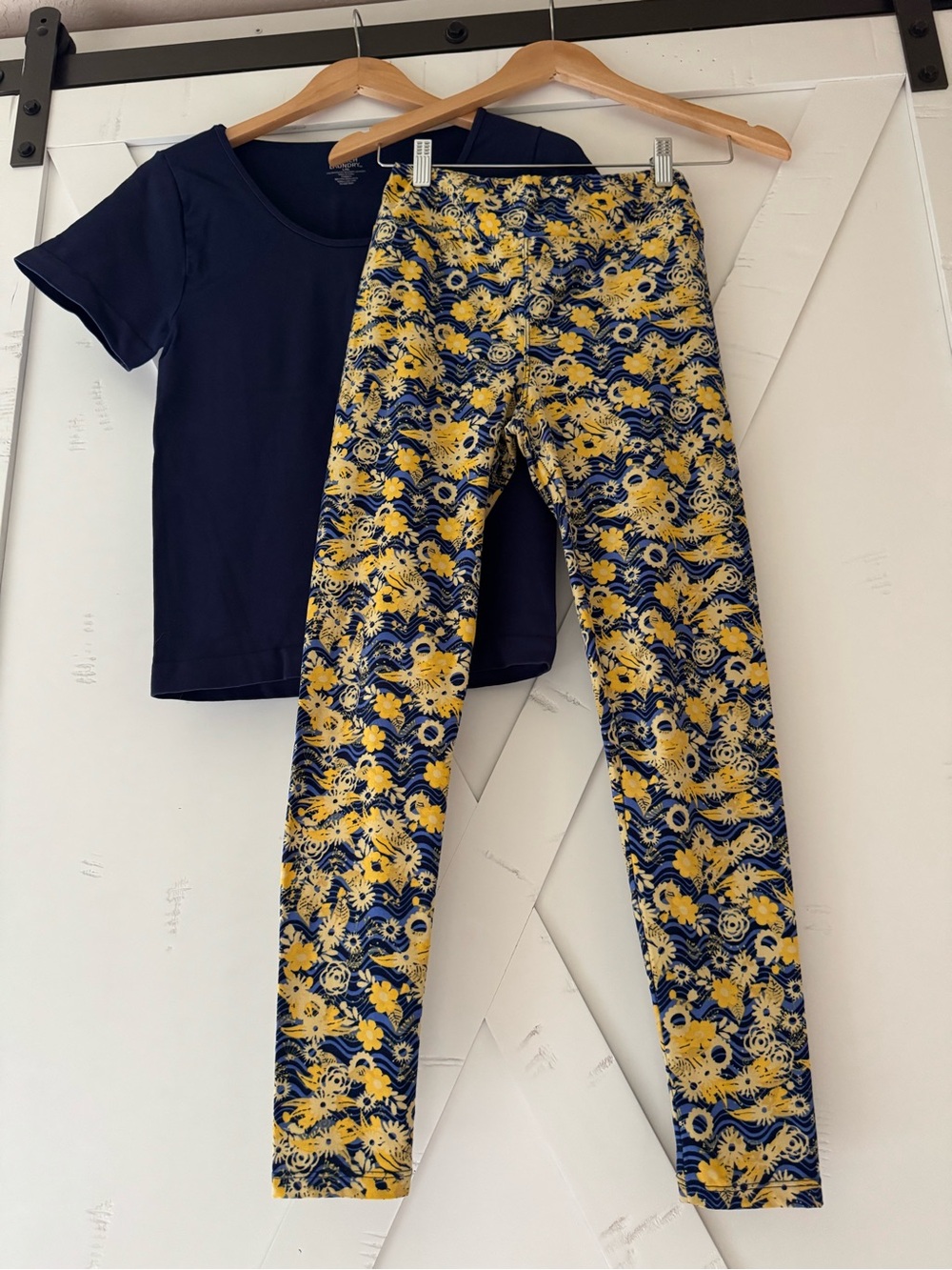 Woman’s Navy & Yellow Floral Leggings and Navy Tee